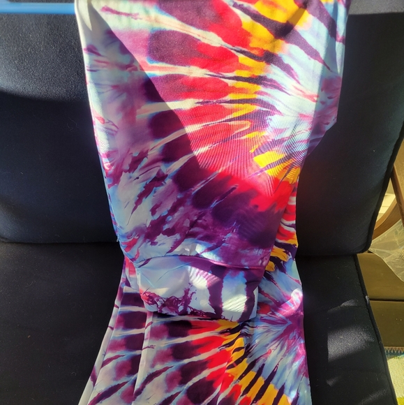 Purple & pink tie dye bell bottom flare leggings 12 - Picture 4 of 6
